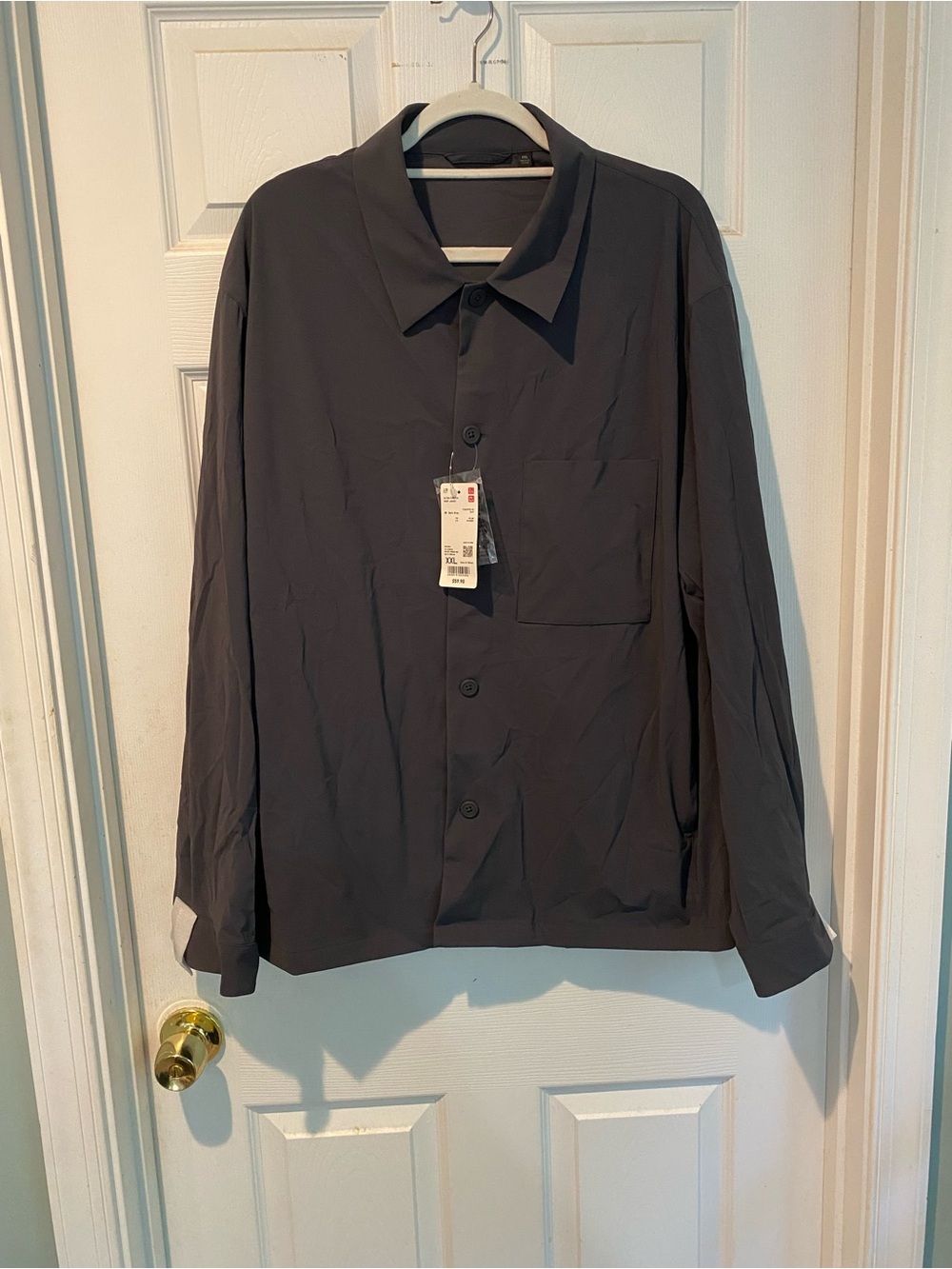 Uniqlo Men's Charcoal Button-Up Lightweight Shirt Jacket